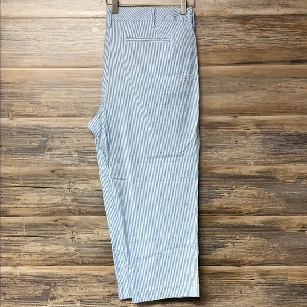 Lands' End Fit 2 Seersucker Crop Pants Stripe NWT - Picture 2 of 3